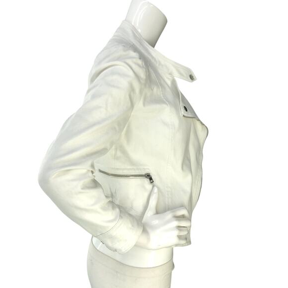 Banana Republic Petite Womens Size XSP Jacket Soco Moto Cotton Stretch White - Picture 9 of 15